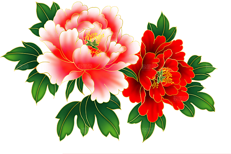 牡丹花设计素材元素免抠