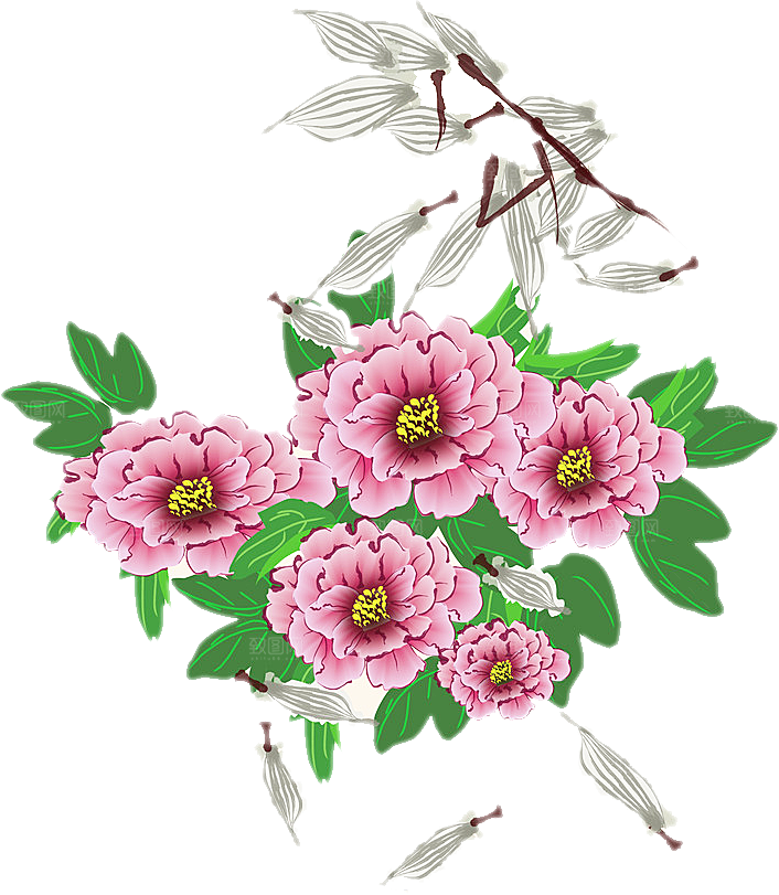 牡丹花设计素材元素免抠