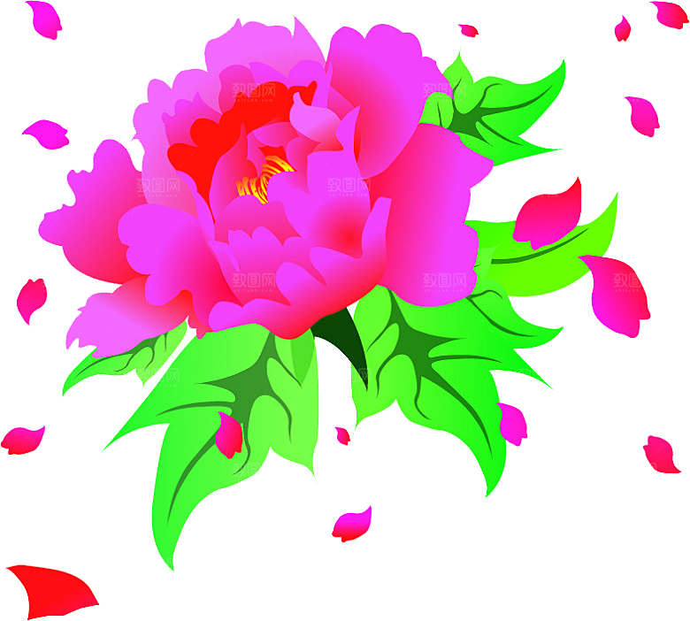 牡丹花设计素材元素免抠