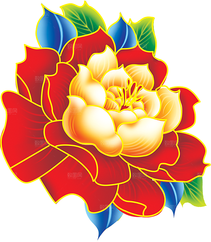 牡丹花设计素材元素免抠