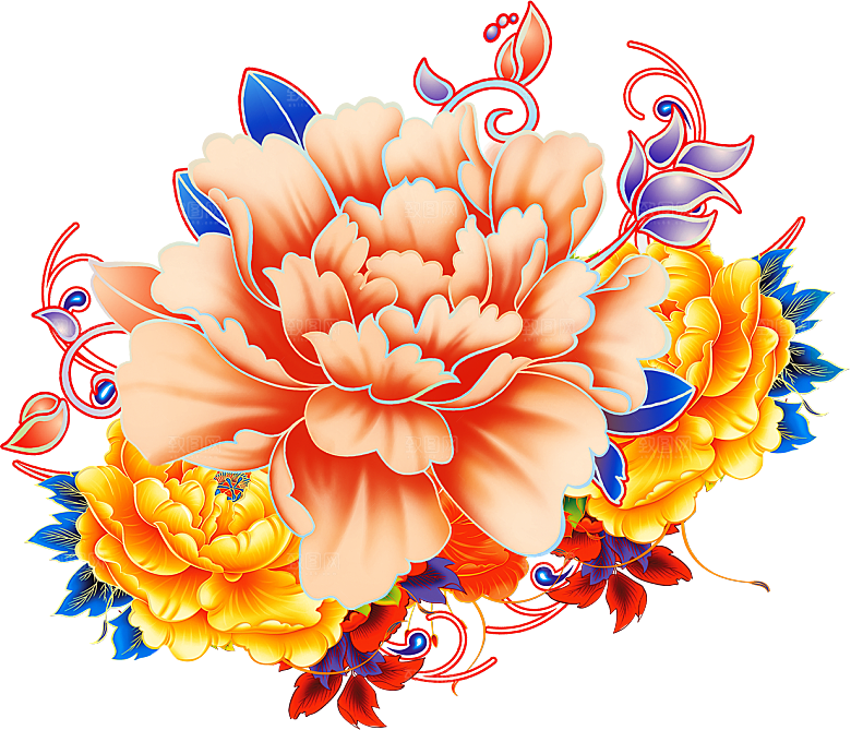 牡丹花设计素材元素免抠