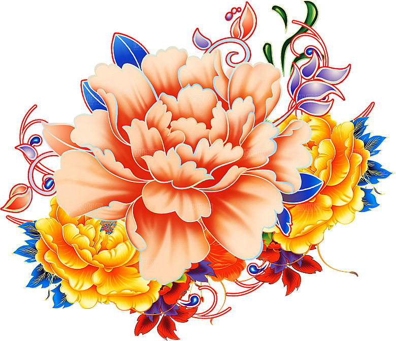 牡丹花设计素材元素
