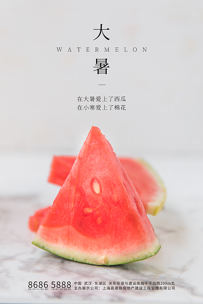 大暑节气简约大气海报