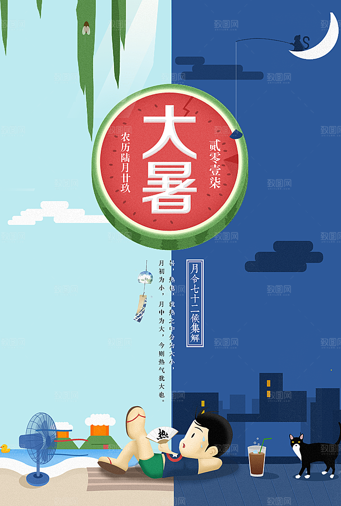 大暑节气简约大气海报