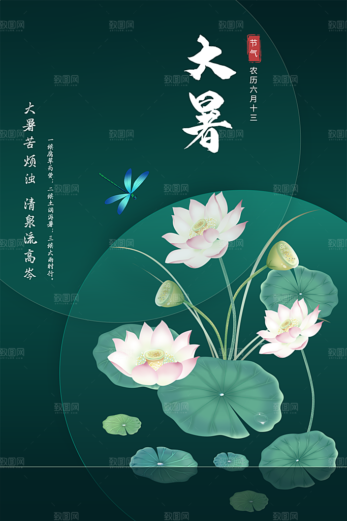 大暑节气简约大气海报