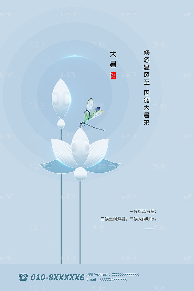 大暑节气简约大气海报