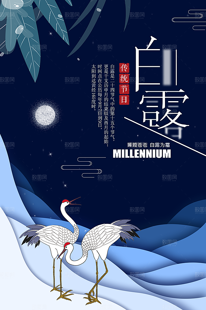 白露节气白露海报