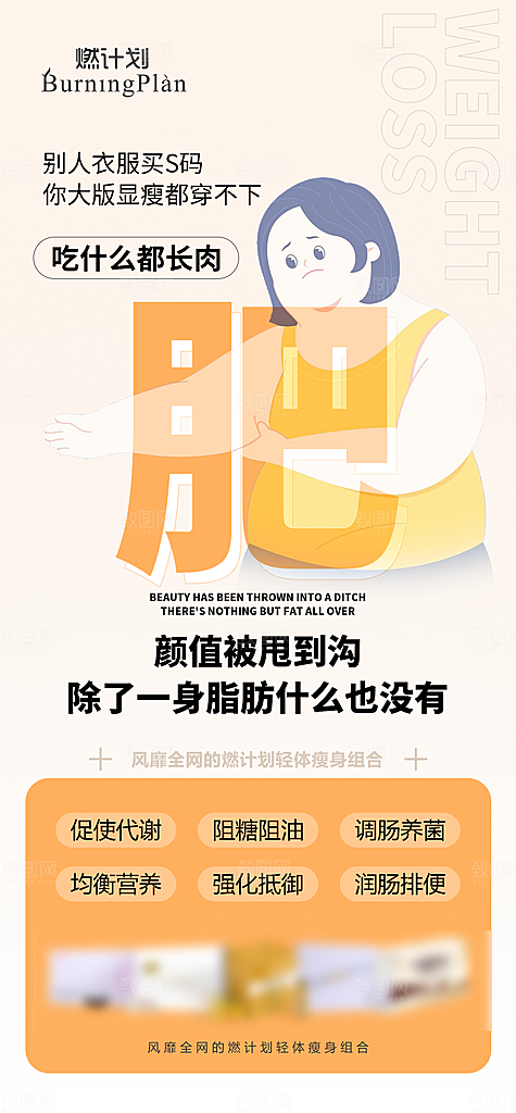 减肥减脂塑形产品手机海报