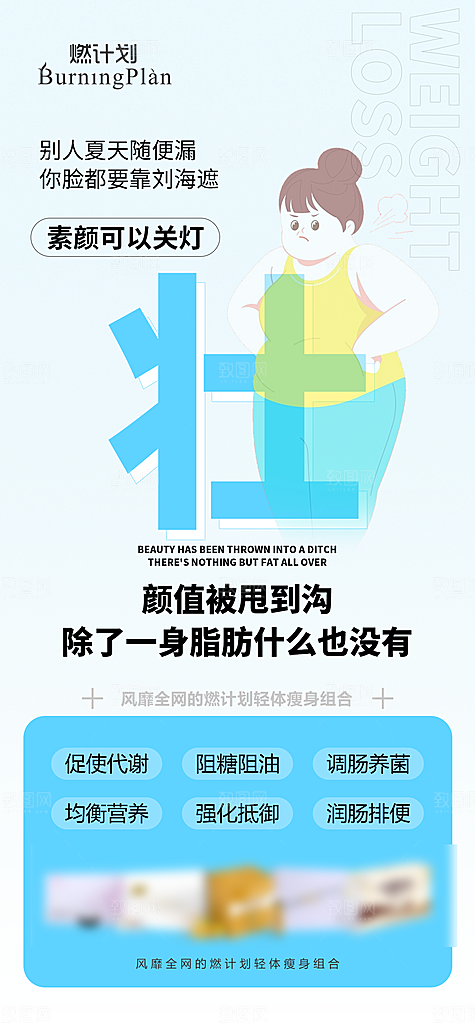 减肥减脂塑形产品手机海报