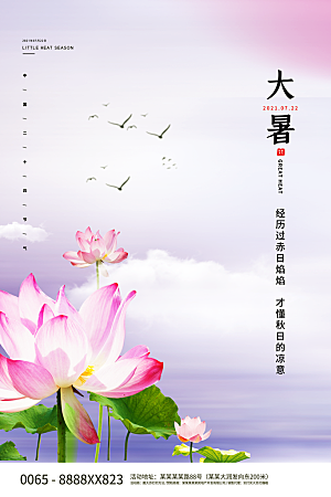 大暑节气简约大气海报