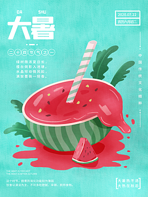 大暑节气简约大气海报