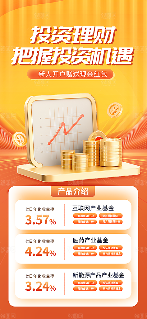 金融理财投资手机海报