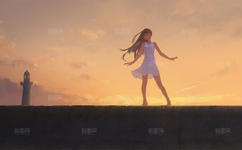 卡通数字艺术人物插画壁纸