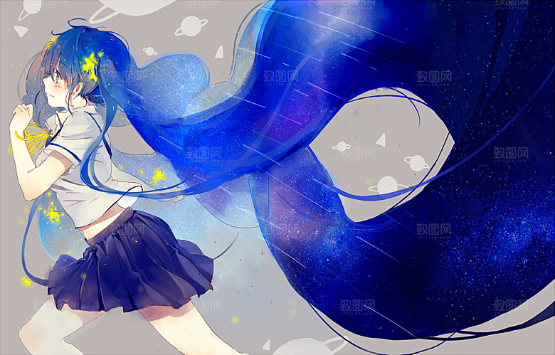 创意插画人物数字艺术背景
