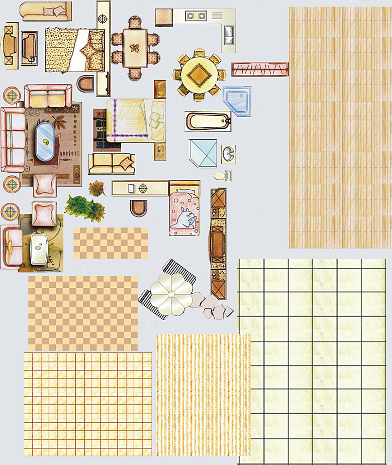 创意家具沙发床用品装饰贴图