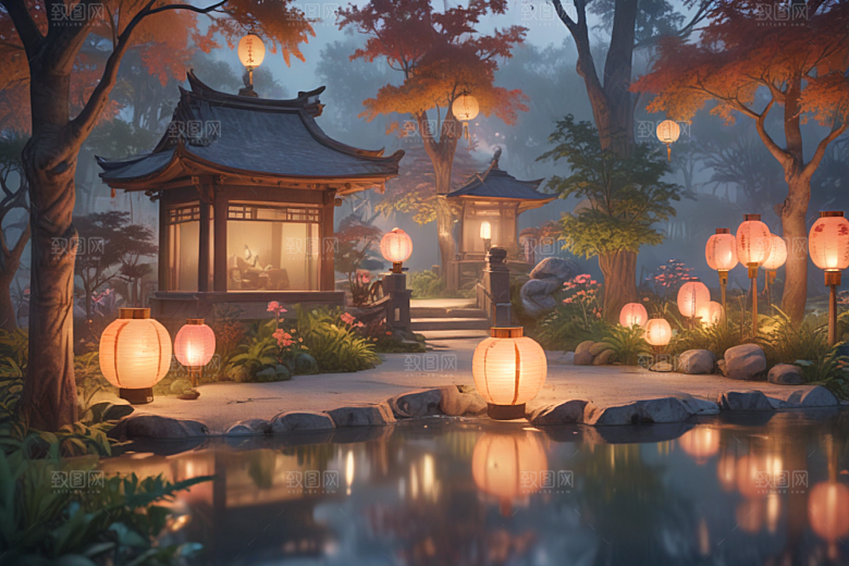 宁静祥和的中式园林景色图片