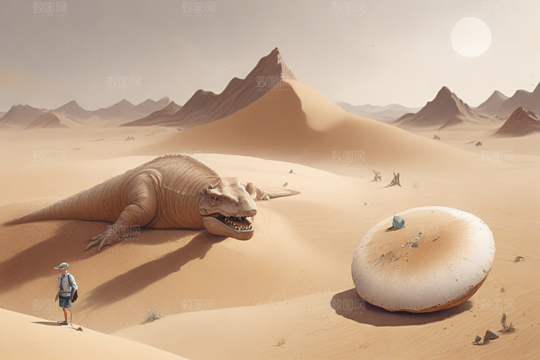 远古生物在沙漠中图片