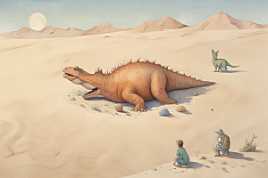 远古生物在沙漠中图片