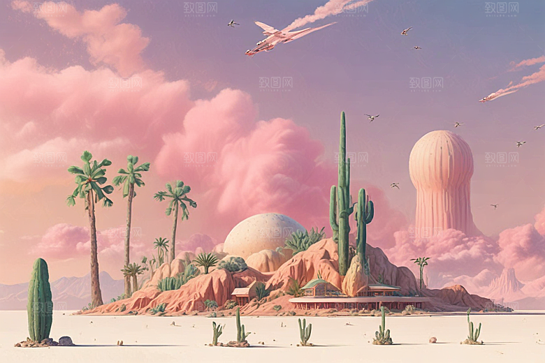未来科幻城市风光插画图片