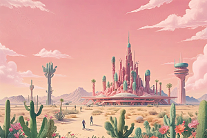 未来科幻城市风光插画图片