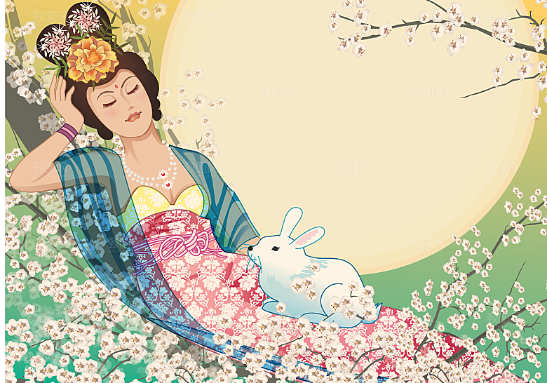 古风中秋节节日插画