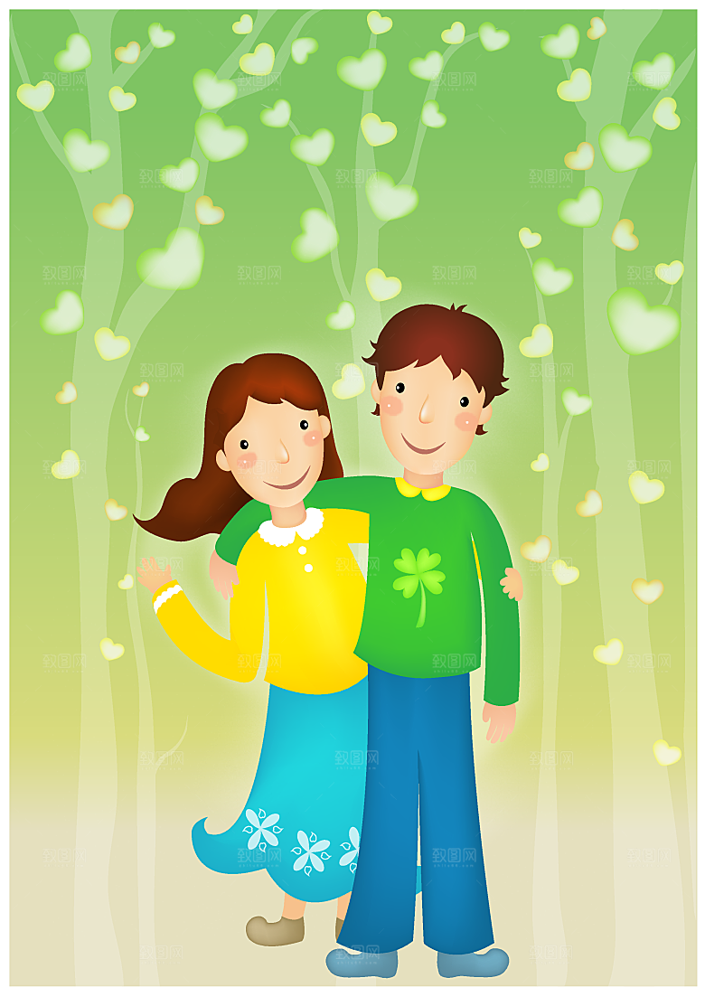 情人节手绘插画素材