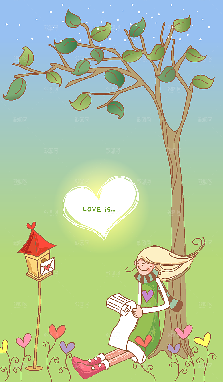 情人节手绘插画素材