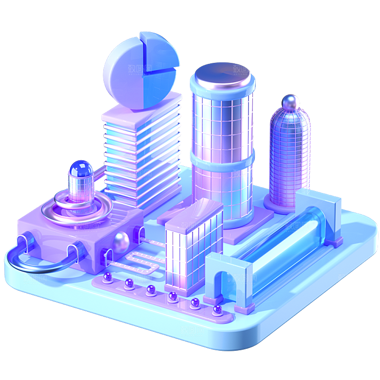 3D立体卡通建筑 科技建筑
