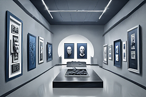 蓝色艺术展览馆透视图图片