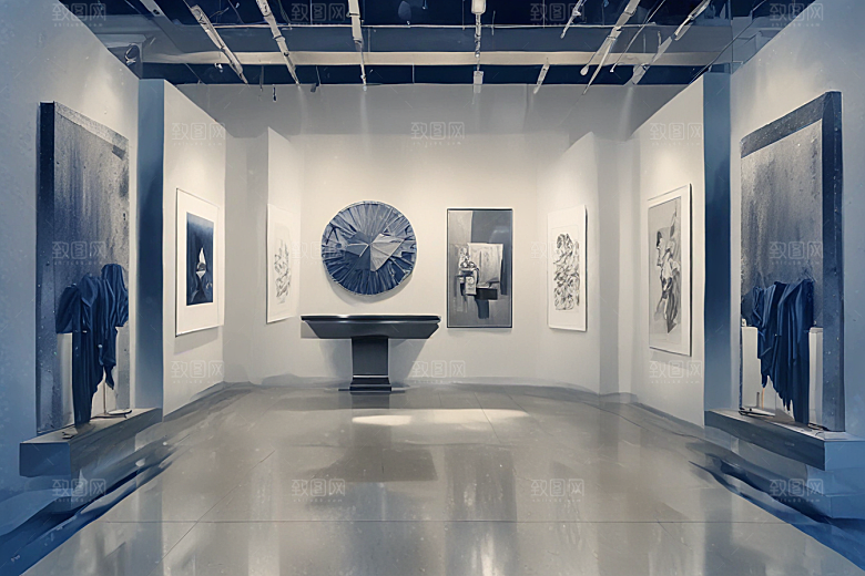 蓝色艺术展览馆透视图图片