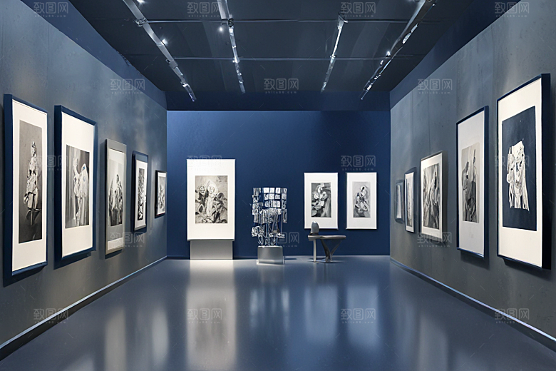 蓝色艺术展览馆透视图图片