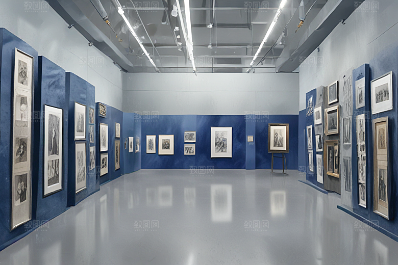 蓝色艺术展览馆透视图图片