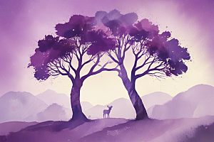 紫色梦幻森林生命树图片