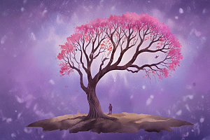 紫色梦幻森林生命树图片