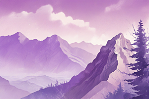 浪漫紫色山脉风景插画图片
