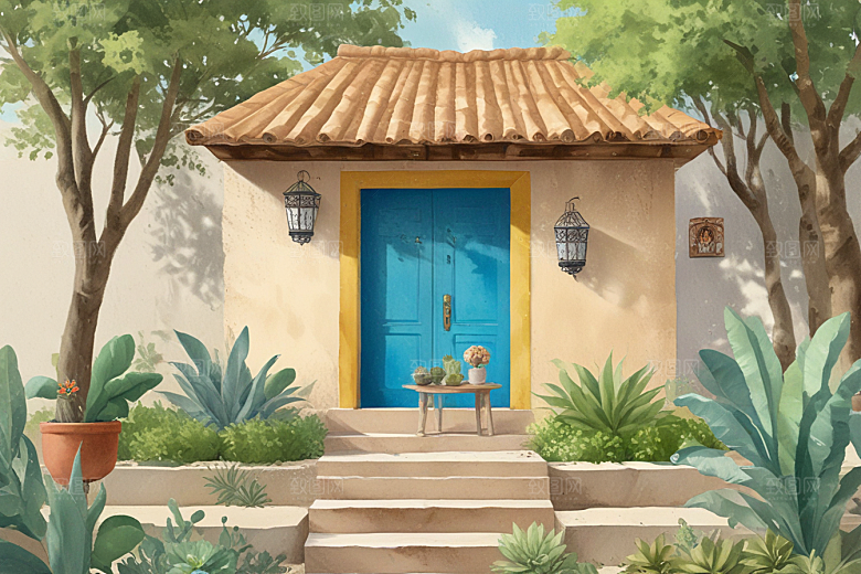 粉色小屋美丽花园图片
