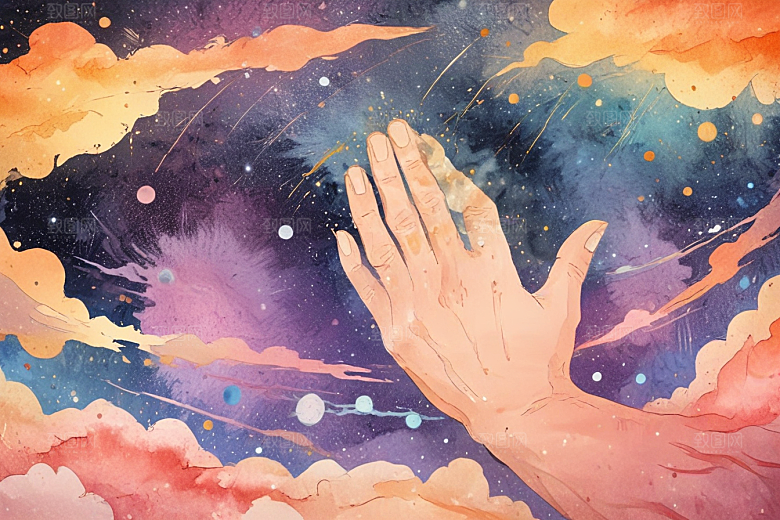 双手触摸宇宙图片