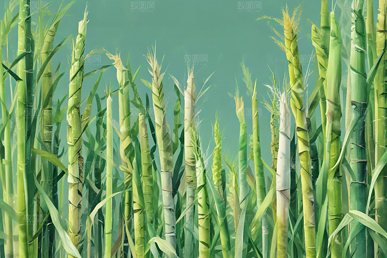 翠绿竹林风景画图片