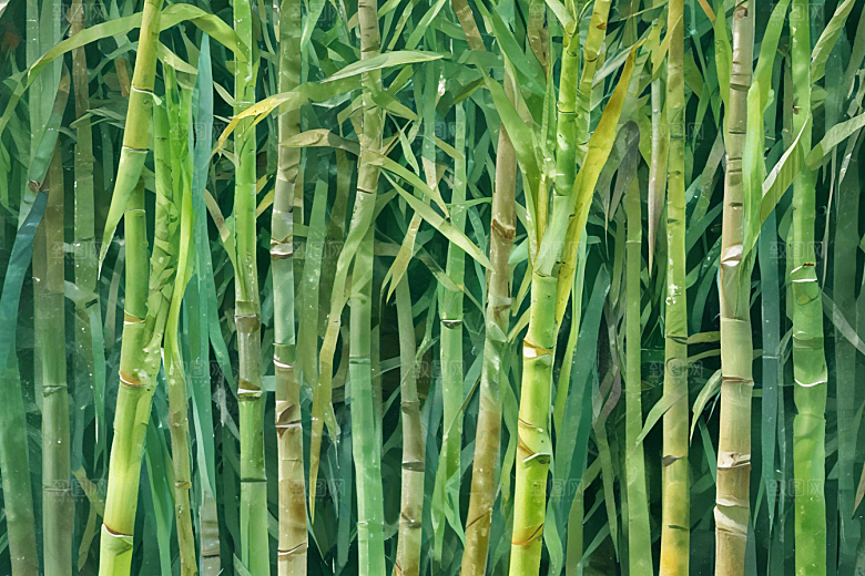 翠绿竹林风景画图片