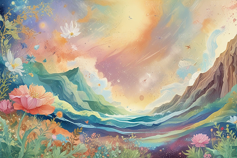梦幻花海旅者图片