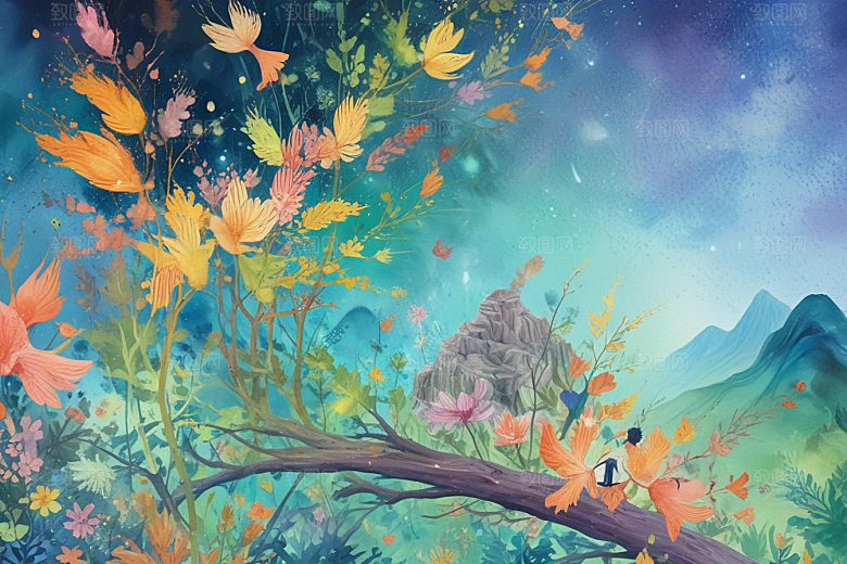 梦幻花海旅者图片