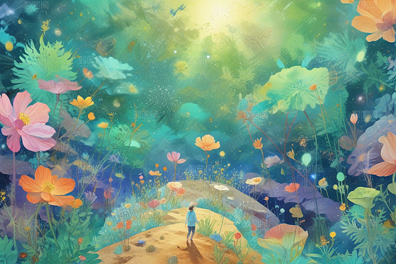 梦幻花海旅者图片