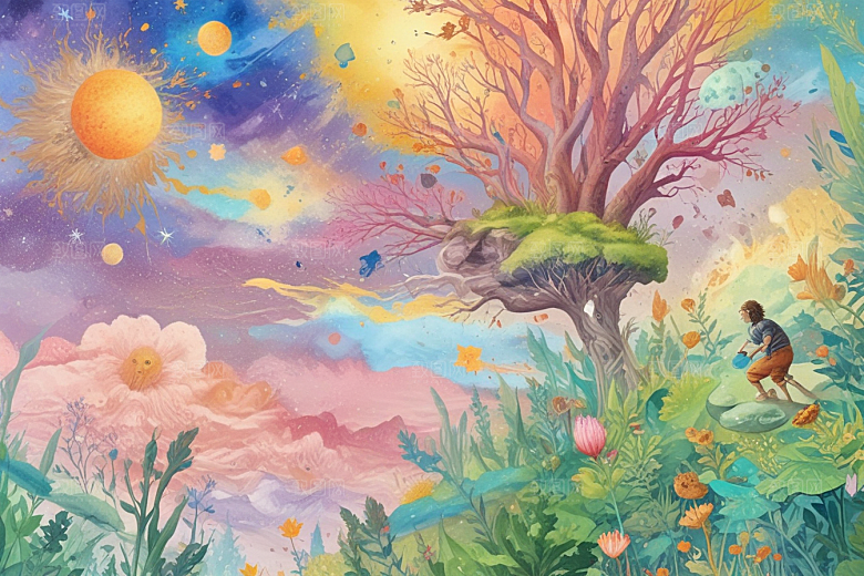 梦幻花海旅者图片