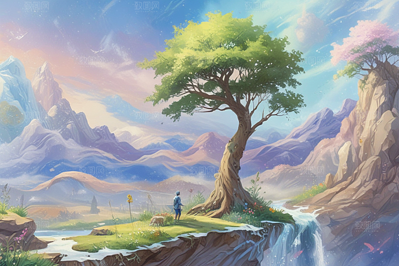 梦幻花海旅者图片