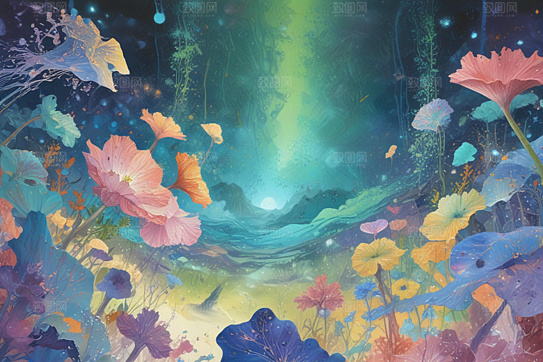 梦幻花海旅者图片