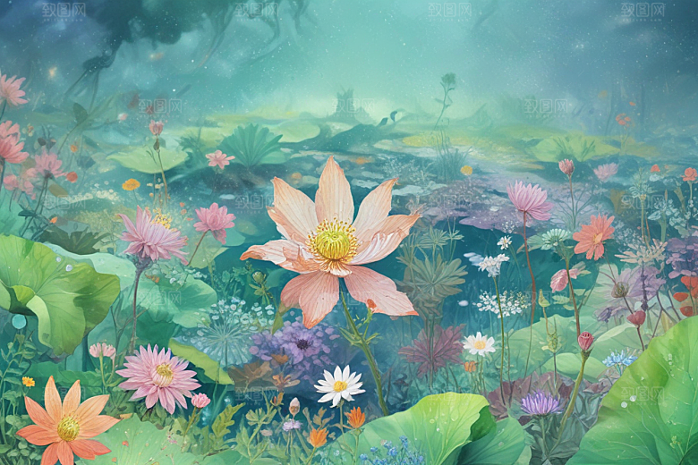 梦幻花海旅者图片