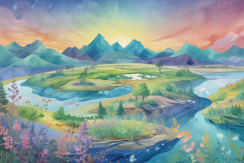梦幻花海旅者图片