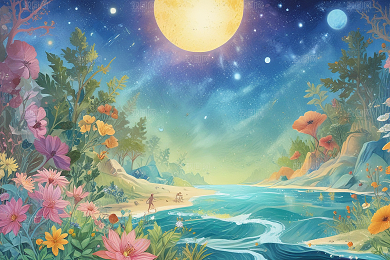 梦幻花海旅者图片