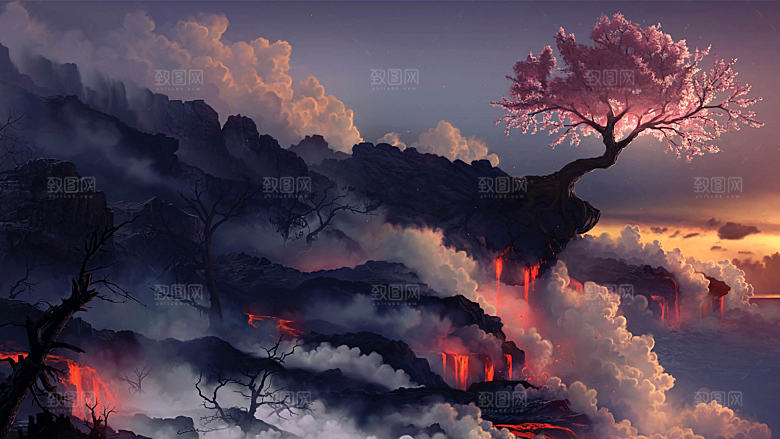 手绘漫画风景数字艺术设计