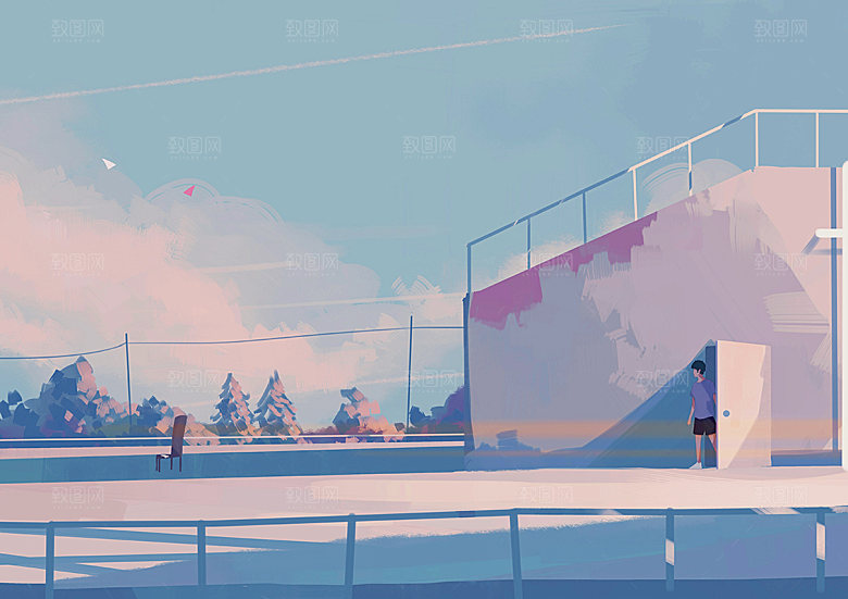 卡通手绘风景插画设计